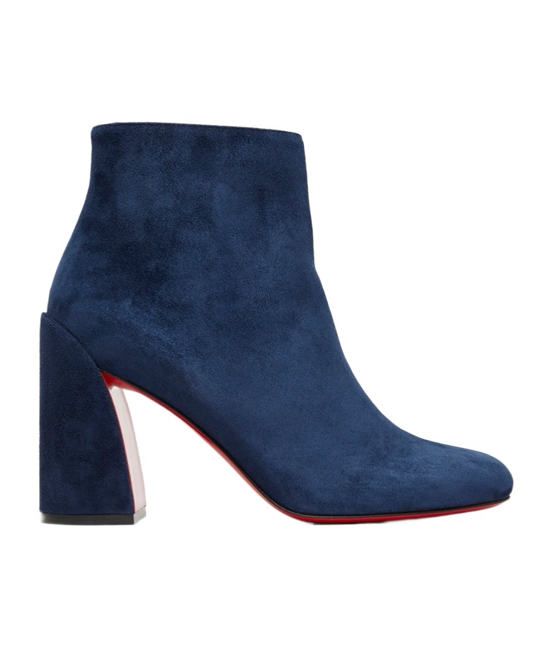 Christian Louboutin 100mm Turela Block-heel Suede Boots In Blue