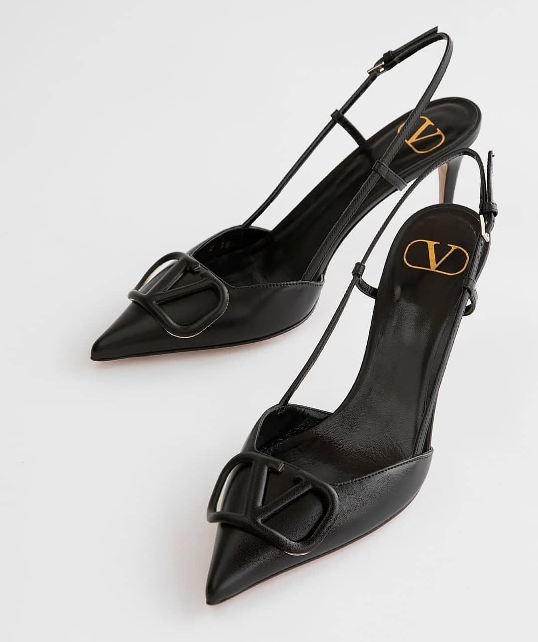 Valentino Garavani Vlogo Signature Satin Slingback Pumps 80mm Woman Black 40.5 In Black