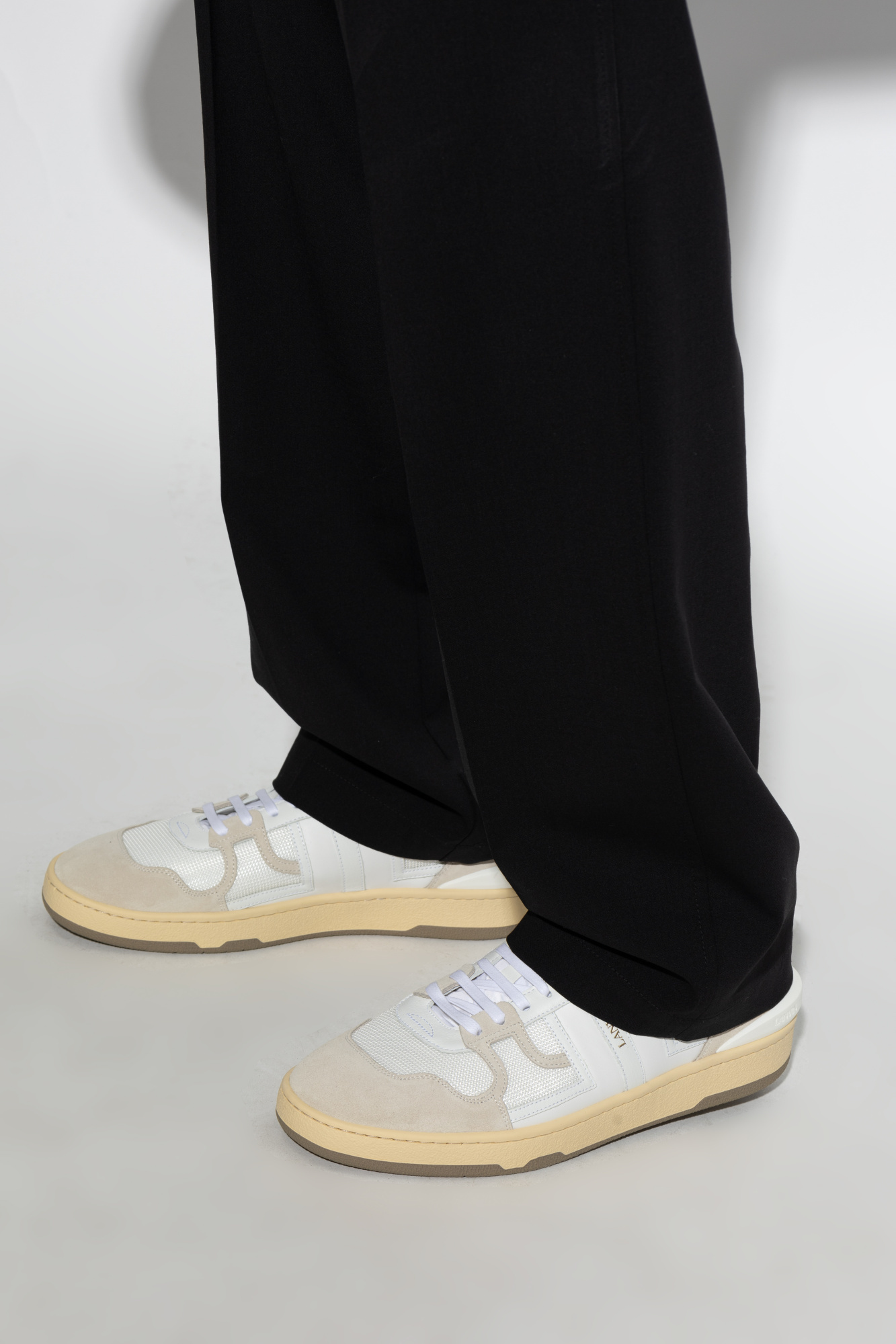 Lanvin Mesh And Leather Clay Sneakers With In White