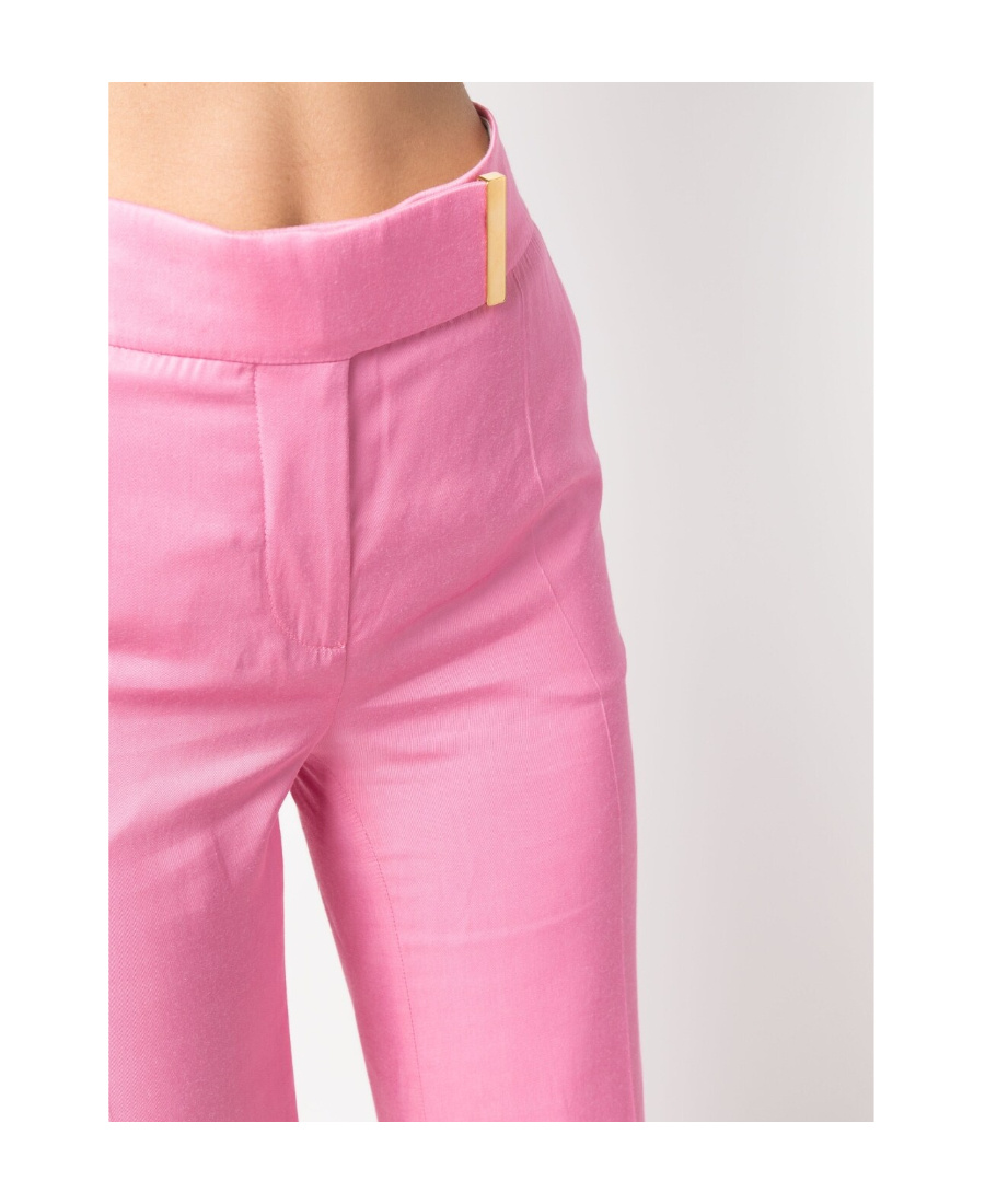 Tom Ford Mid Rise Wide Fluid Satin Pants In Pink