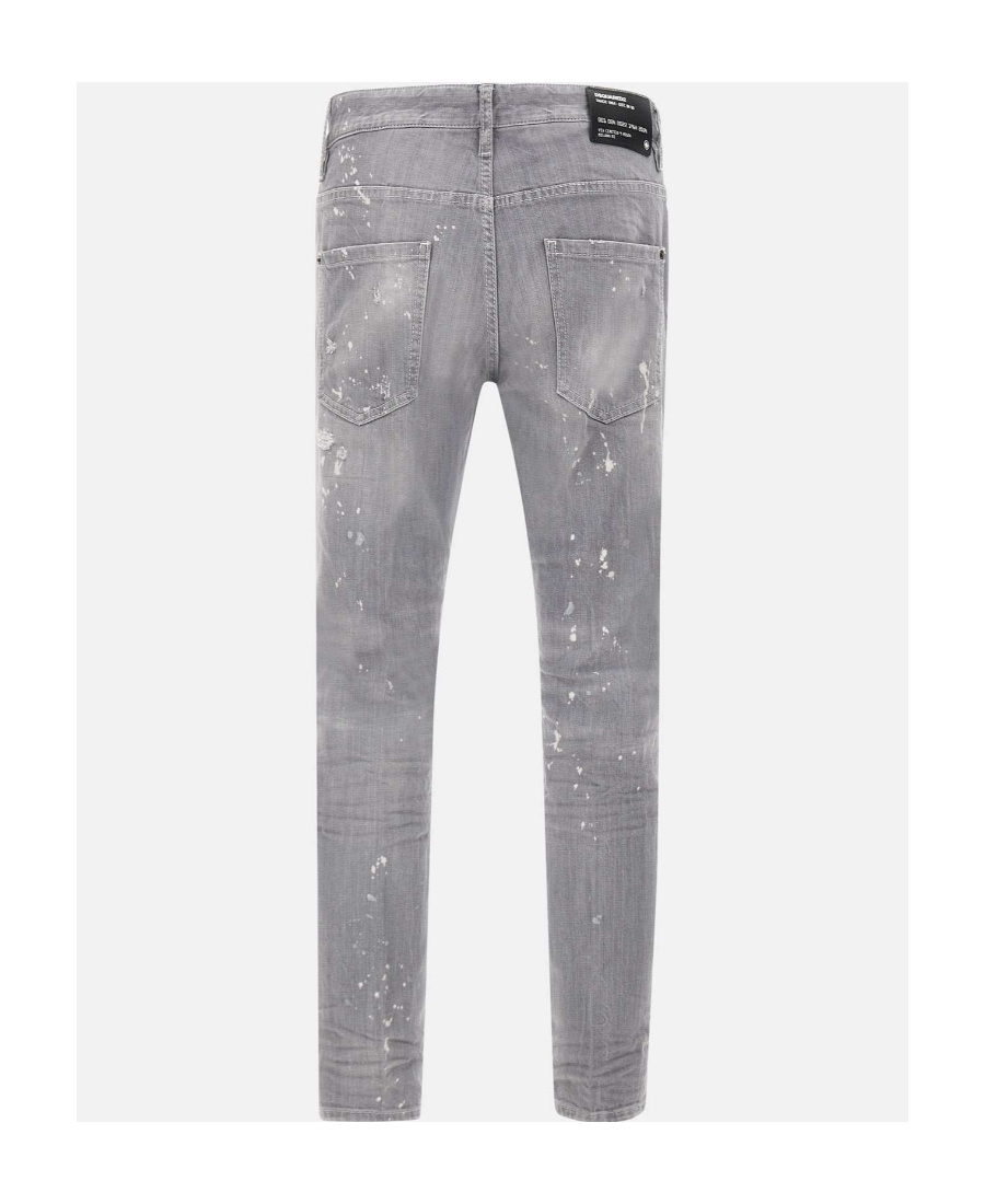Shop Dsquared2 Distressed Paint-splatter Jeans In Gray