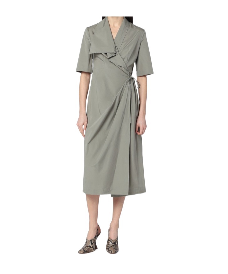 Shop Dries Van Noten Draped Midi Dress