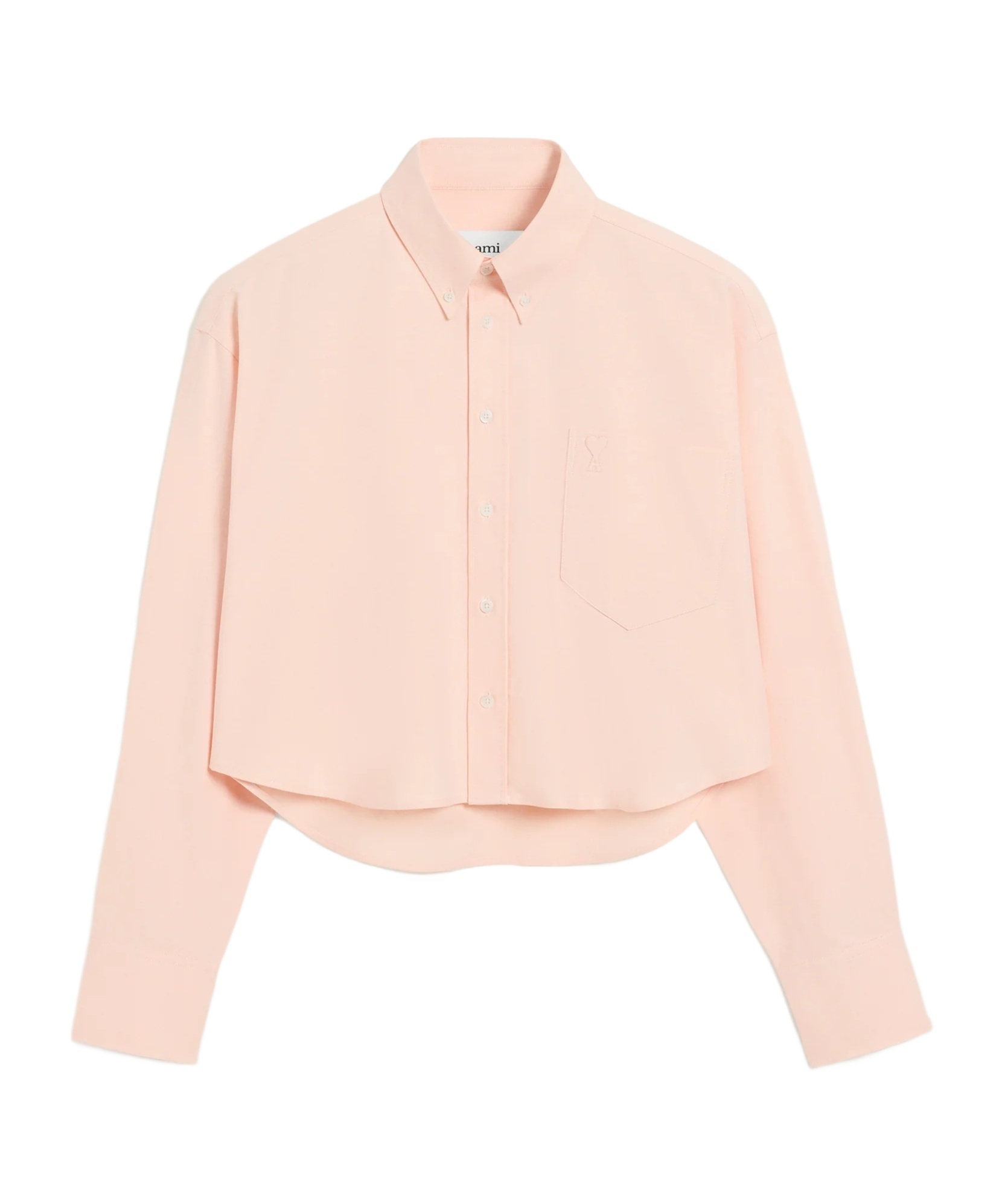 Ami Alexandre Mattiussi Pink Cotton Ami De Coeur Cropped Oversized Shirt Pink In Pink