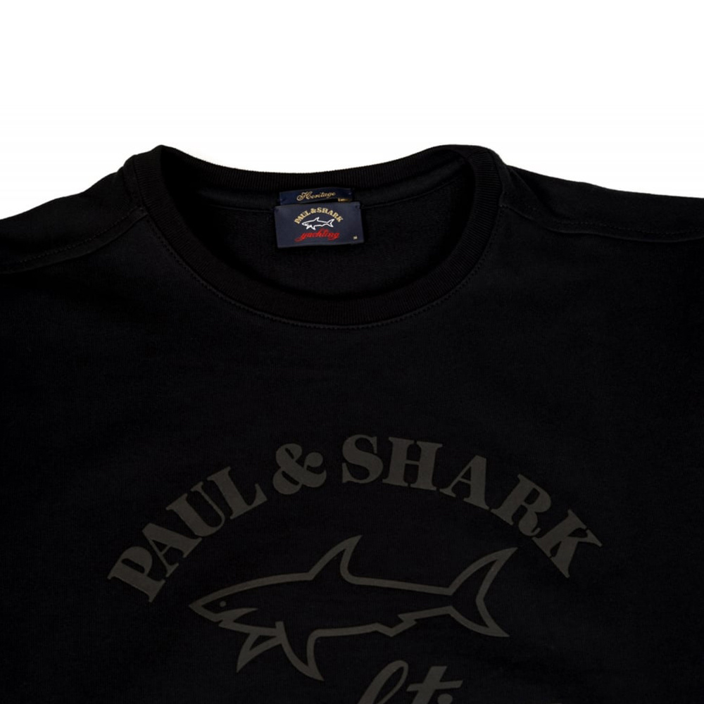 Paul & Shark Long-sleeved Round-neck Sweater In Black