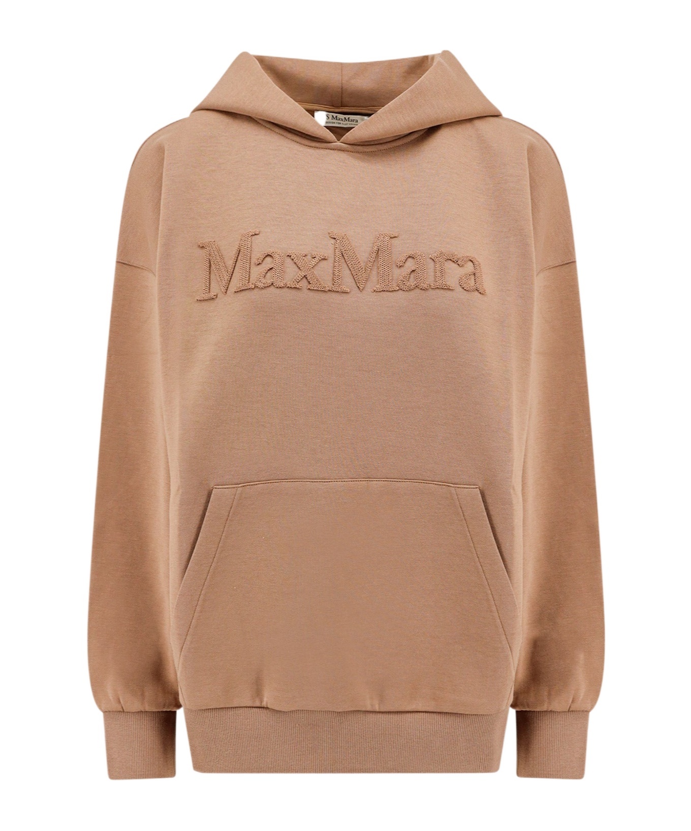 Shop Max Mara 's Logo Embroidered Long-sleeved Hoodie In Nude