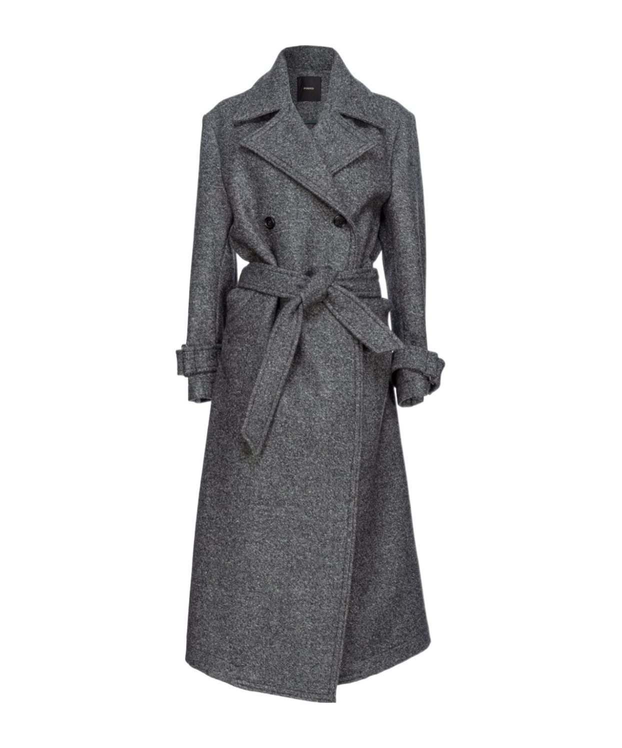 Pinko Double-breasted Calice Wool Blend Coat In Gray