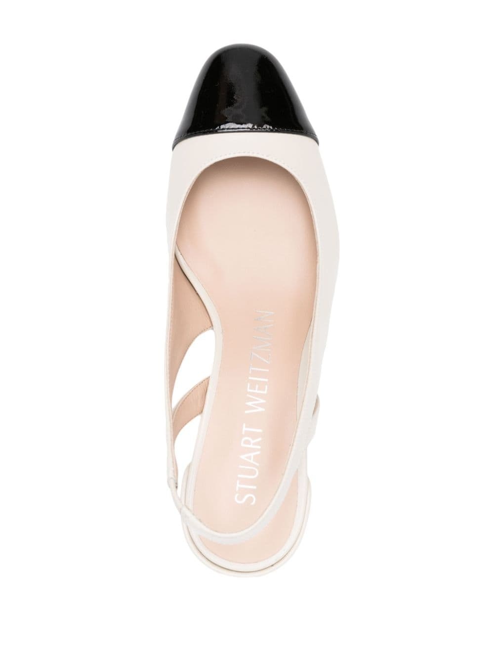 Stuart Weitzman Sleek 50 Calf Leather Slingback Pumps In White