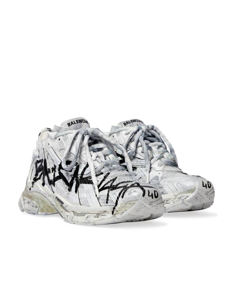 Balenciaga Runner Graffiti Sneakers In White