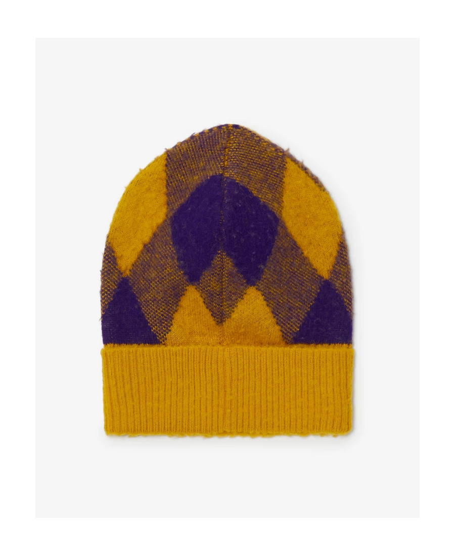 Burberry Argyle-pattern Wool Beanie In Brown