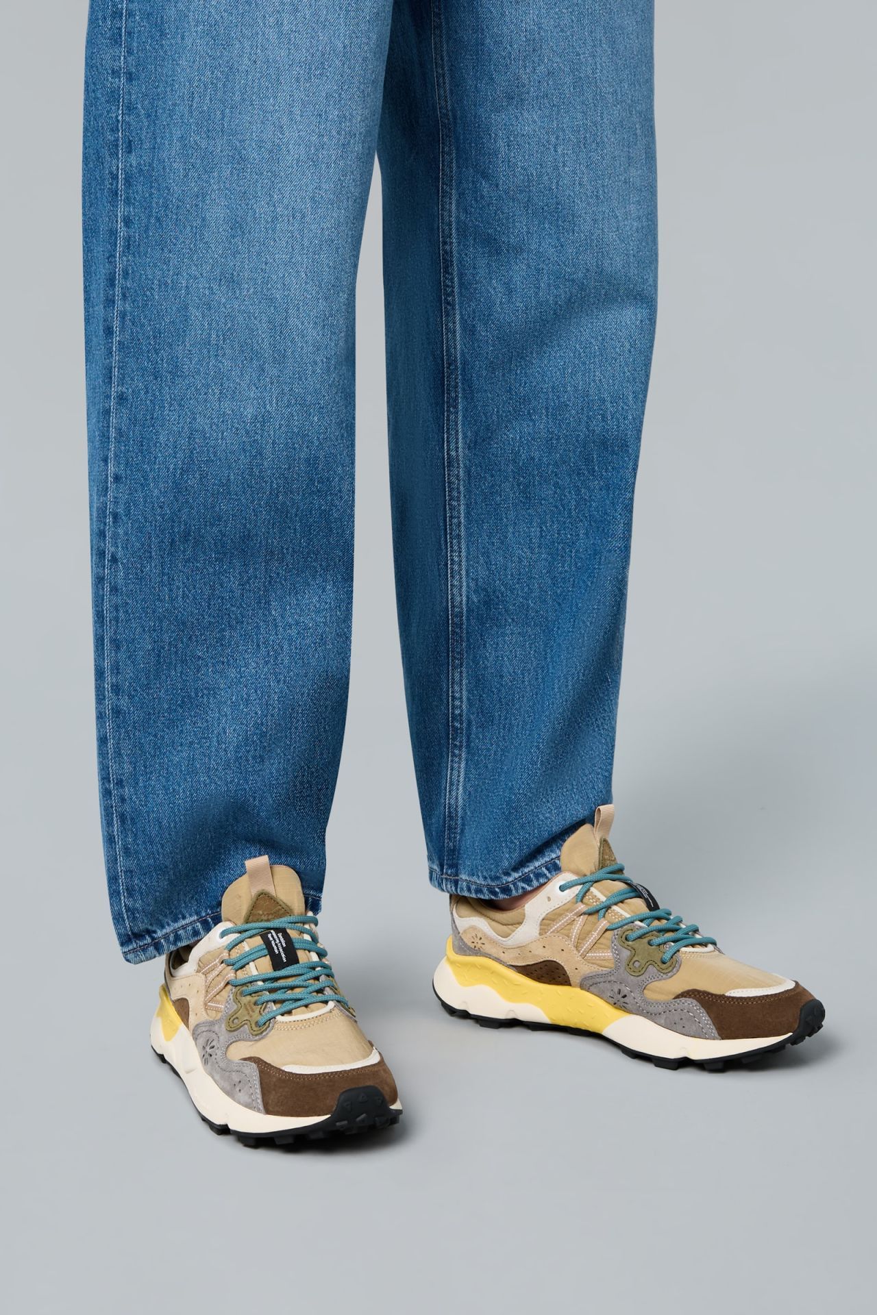 Flower Mountain Suede Accents And Trekking Laces Breathable Ripstop Sneakers In Brown