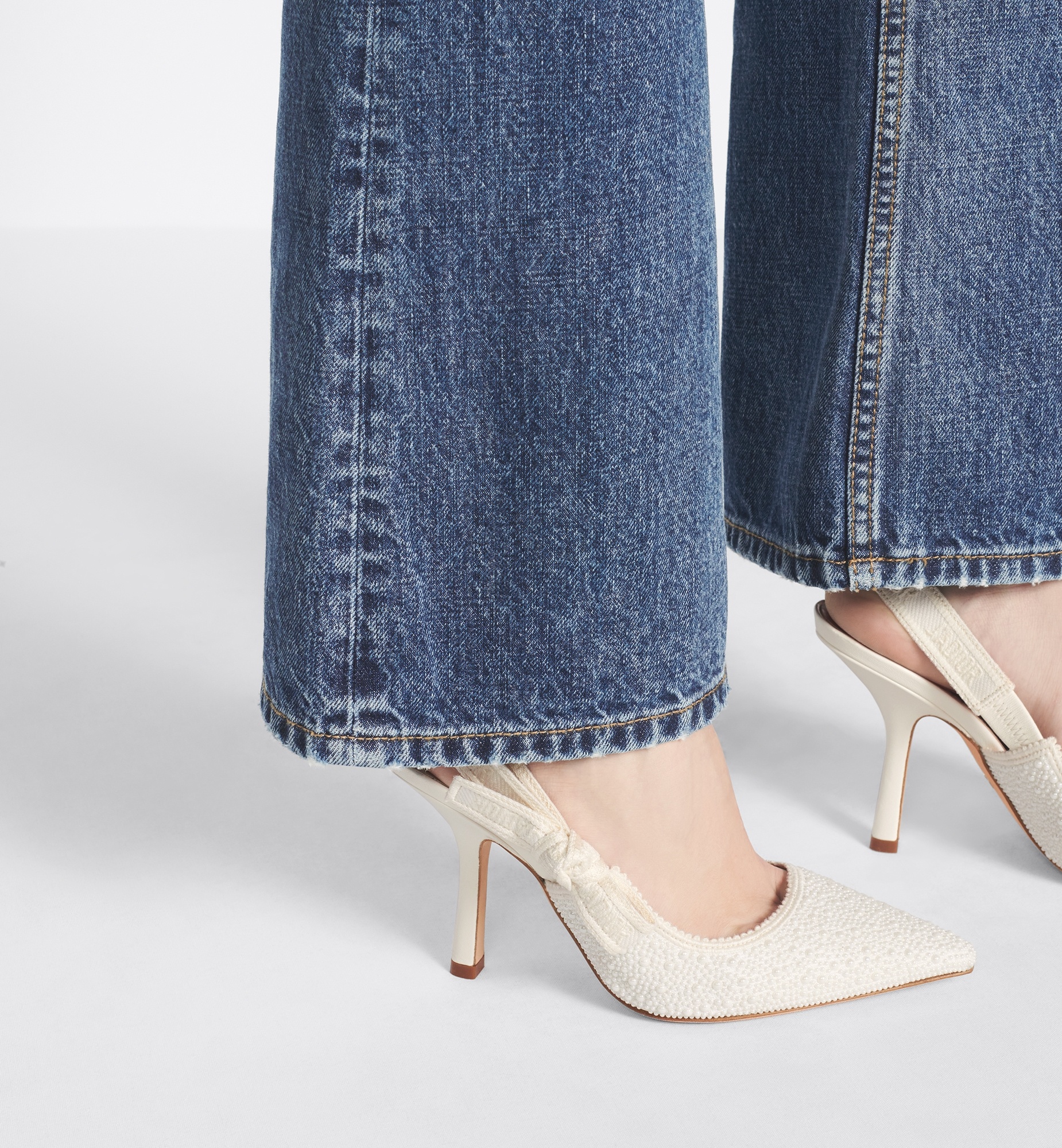 Dior Pointed High Heel Sandals In White