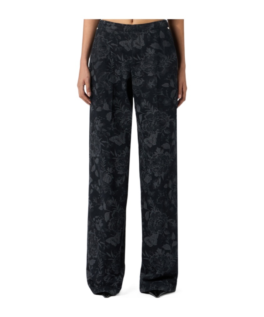 Blumarine Laser-print Denim Trousers In Black