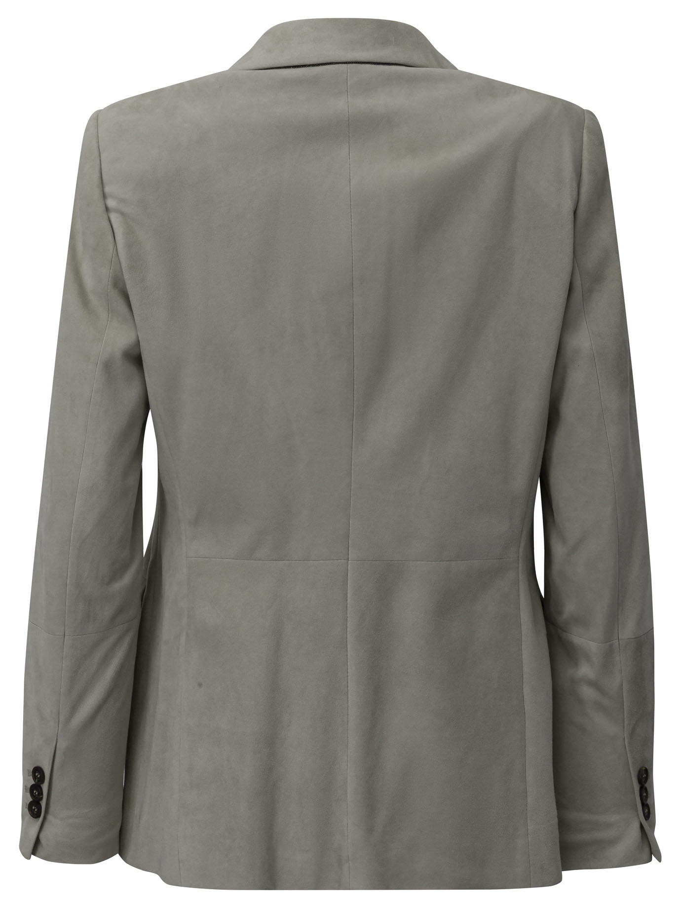 Brunello Cucinelli Single-breasted Suede-leather Blazer In Gray