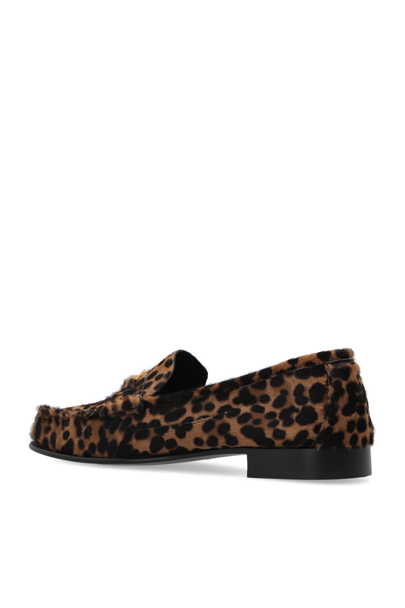 Versace Medusa Leopard Print Loafers In Black