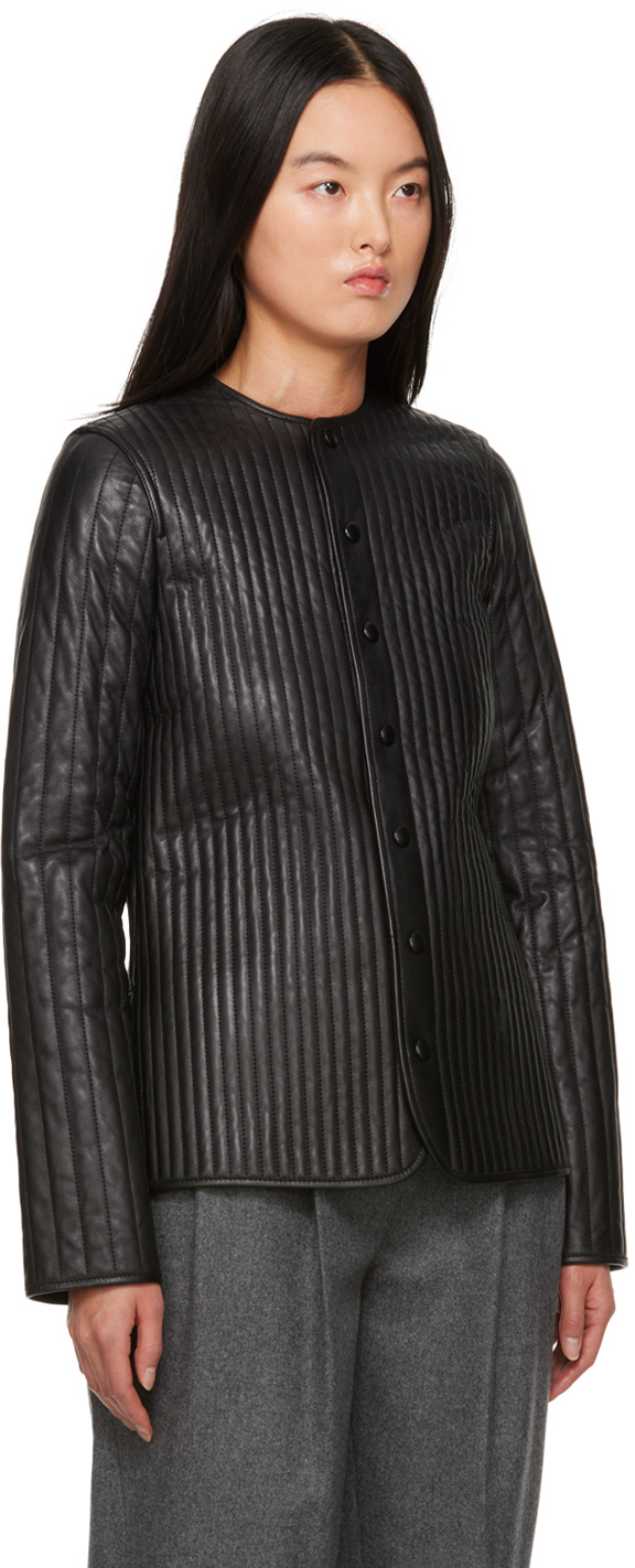 Totême Quilted Leather Jacket In Black