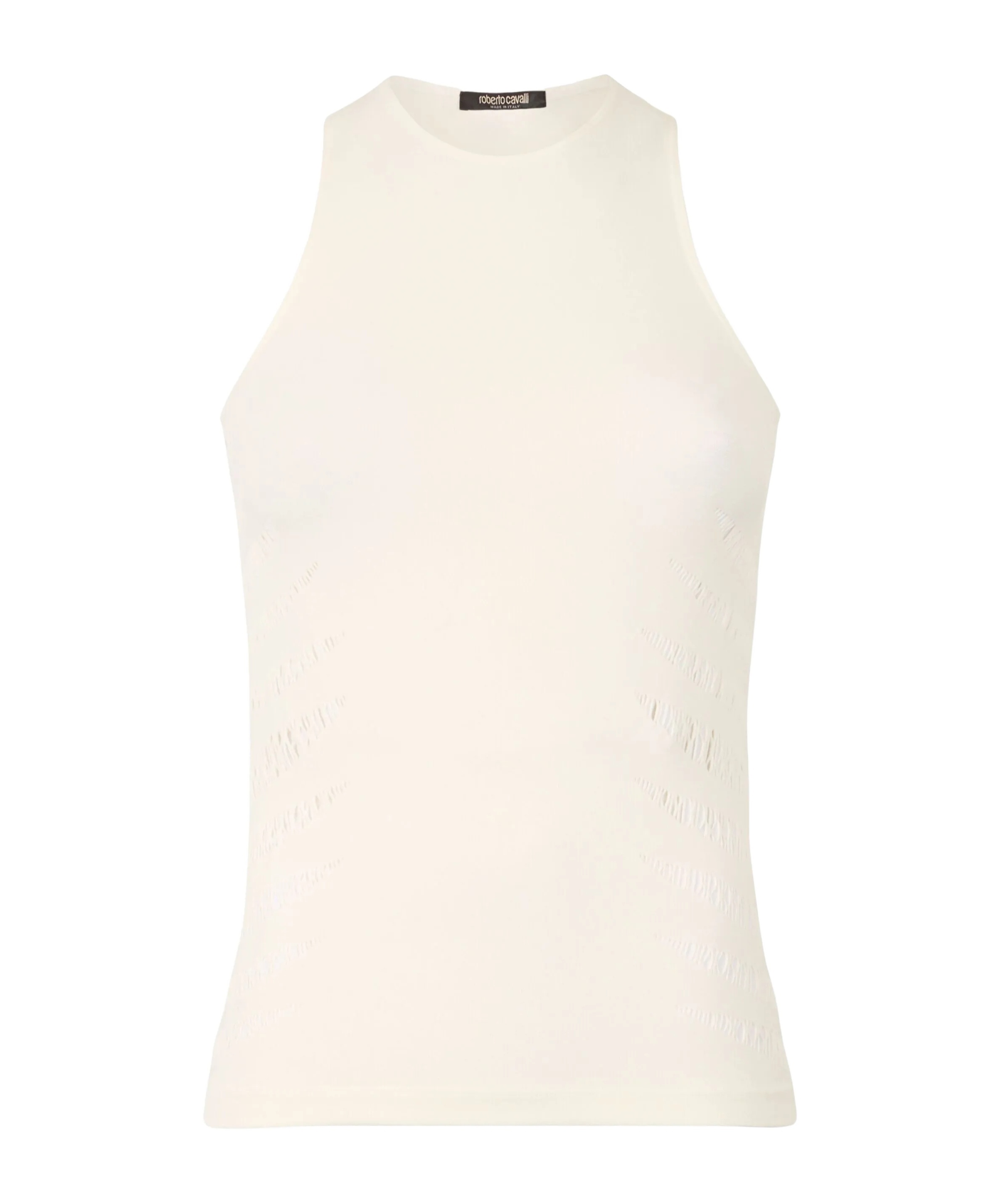 Roberto Cavalli Tank Top With Perforated Zebra Pattern In White