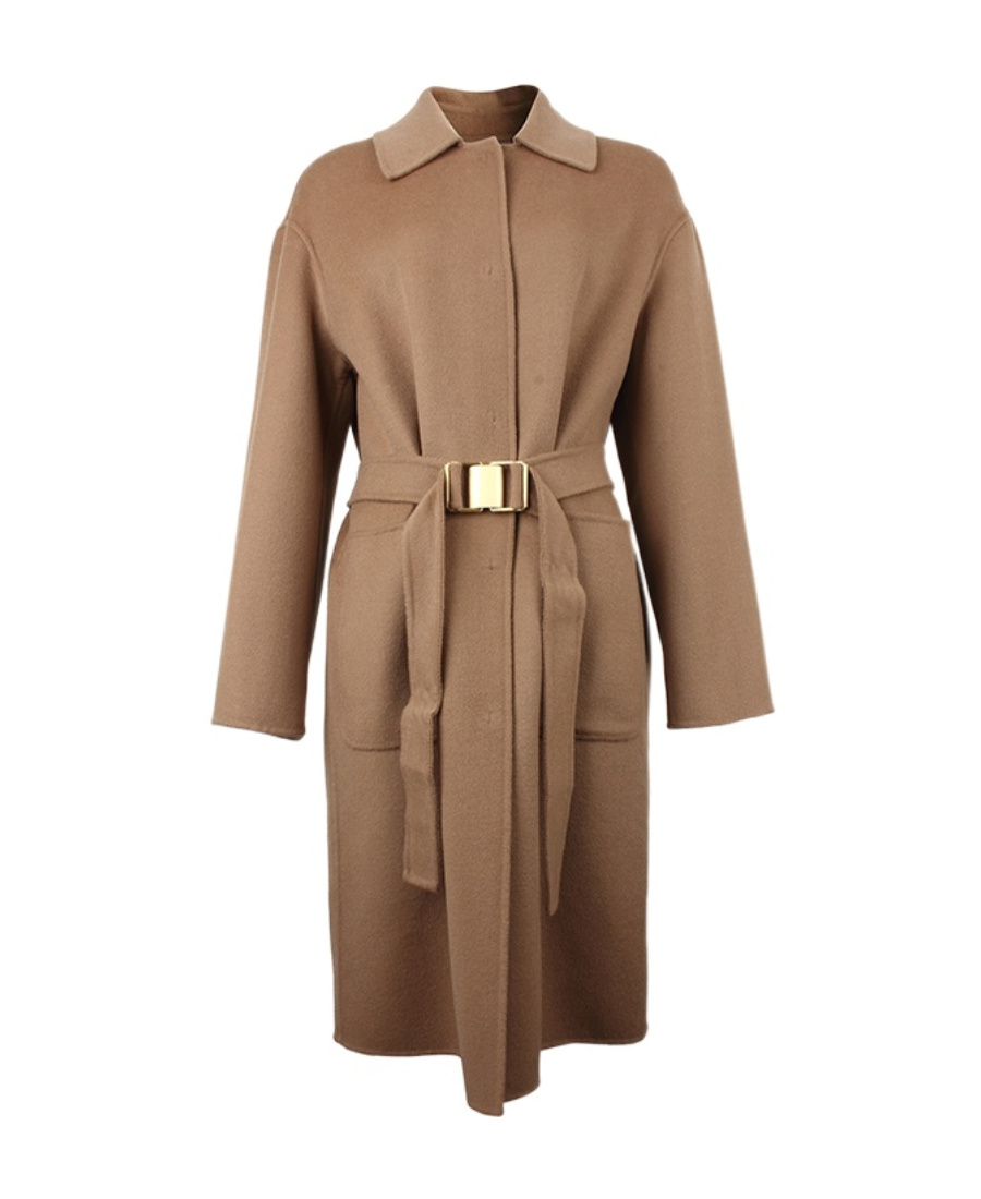 Max Mara Logo Coat In Brown