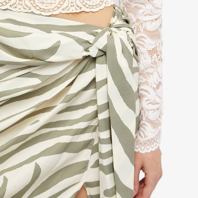 Balmain Zebra-print Midi Skirt In White