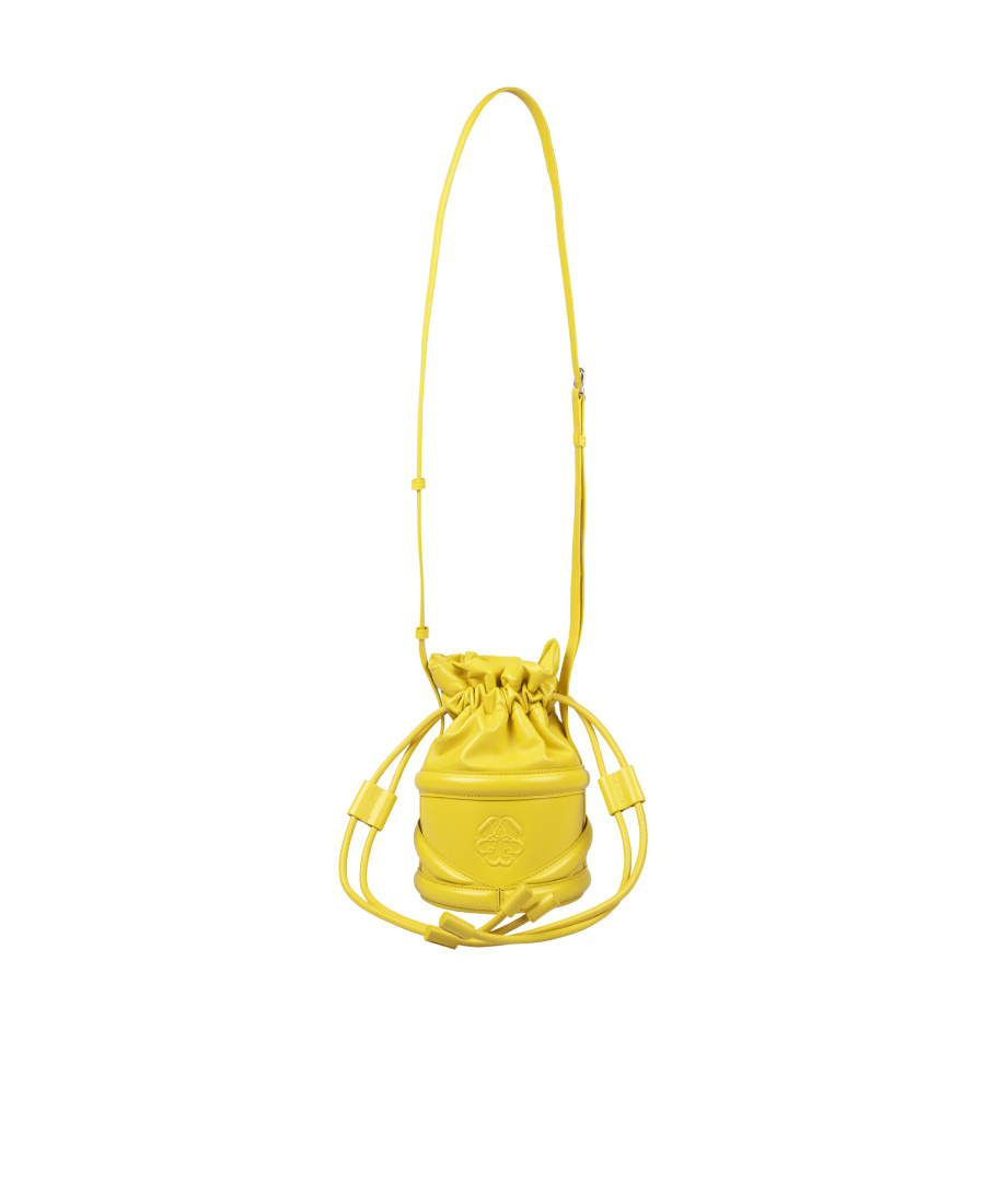 Alexander Mcqueen Soft Curve Drawstring Bucket Bag In Yellow
