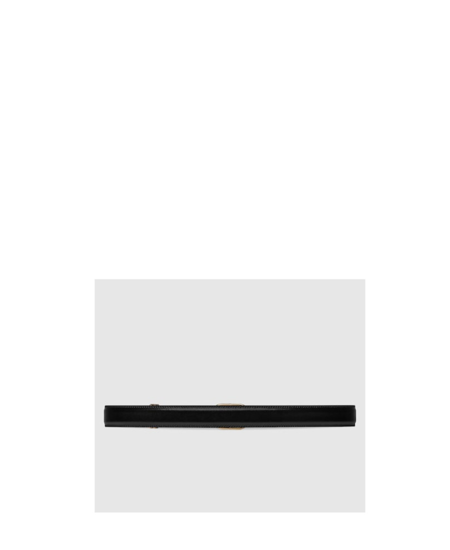 Gucci Interlocking G-logo Plaque Leather Belt In Black