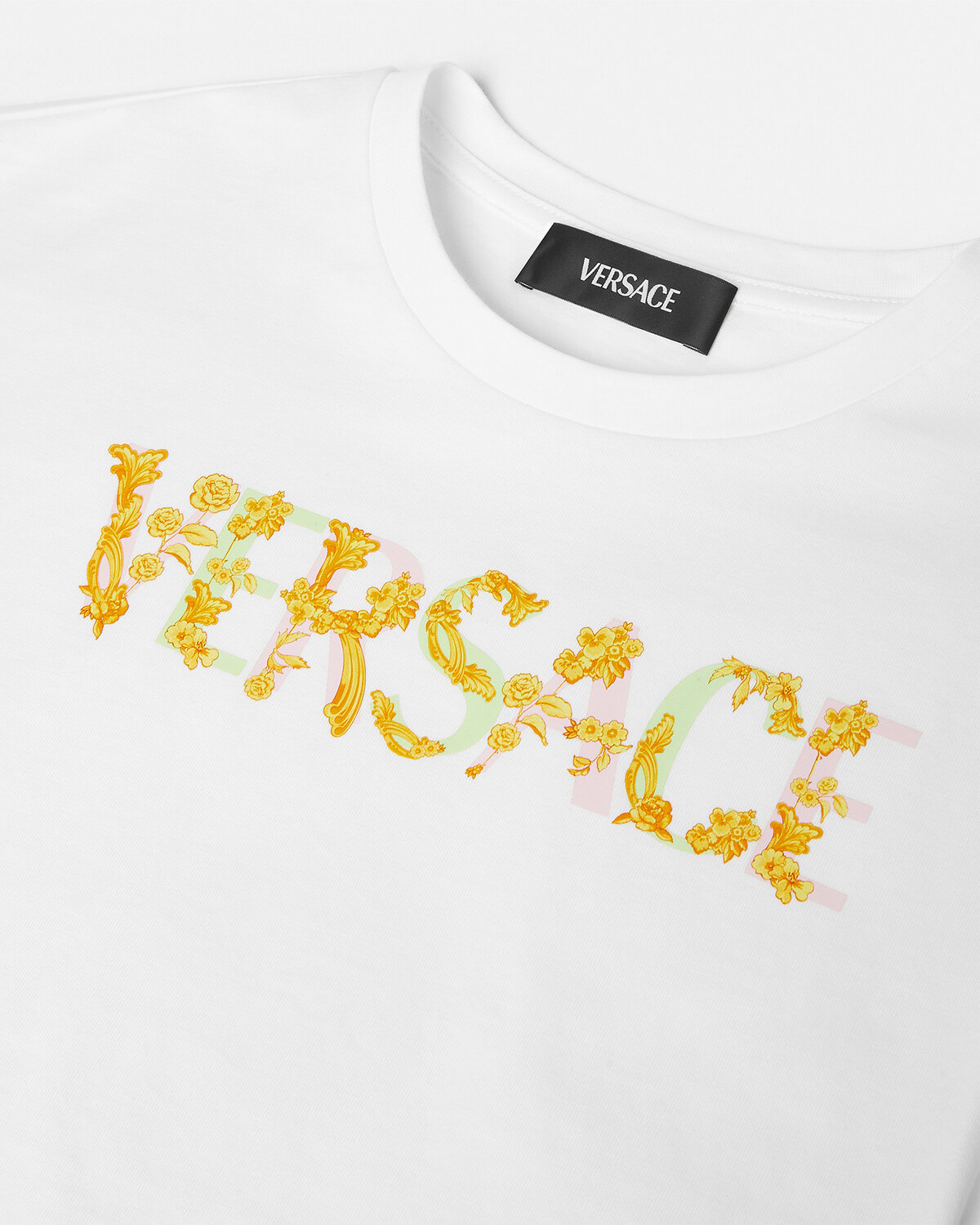 Versace Logo-print Cropped T-shirt In White