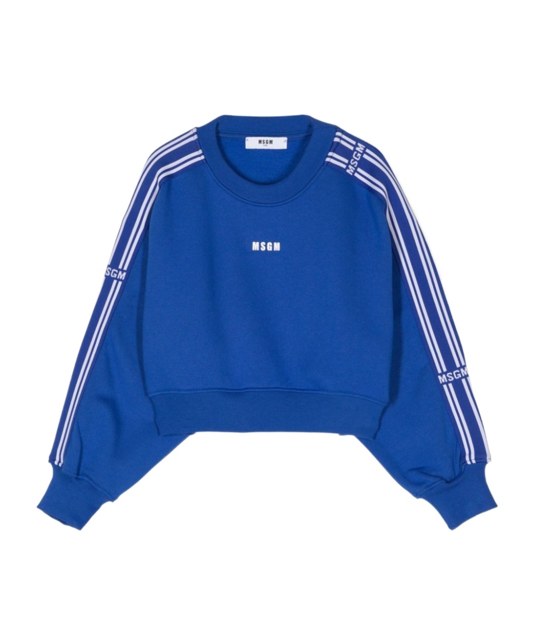 Shop Msgm Cropped Sweatshirt In Blue