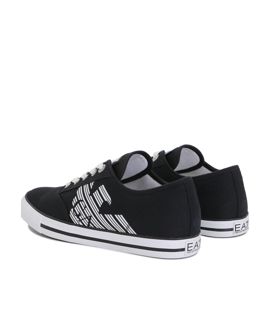 Ea7 Logo Strapped Casual Sneakers In Black