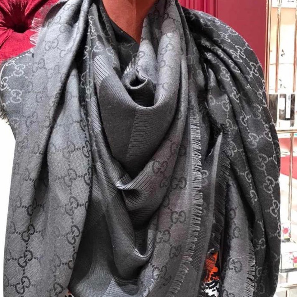 Shop Gucci Tassel Hem Wool Scarf In Black