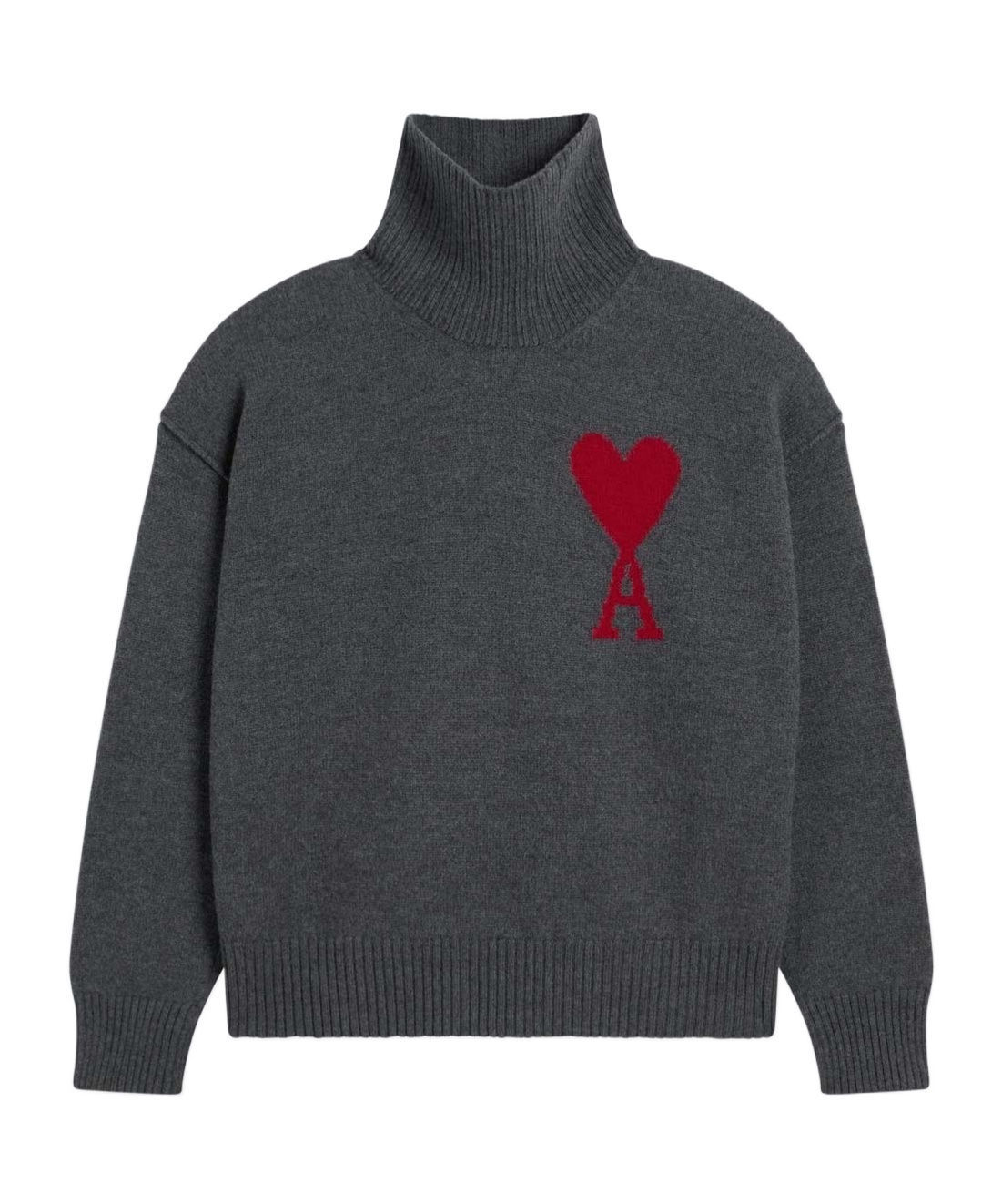Ami Alexandre Mattiussi Ami Paris Grey Turtleneck Sweater Ami De Coeur In Gray