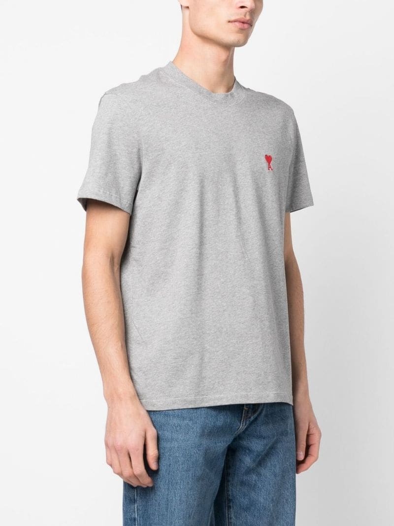 Ami Alexandre Mattiussi Ami Paris Ami De Coeur Logo Embroidered Crewneck T-shirt In Gray