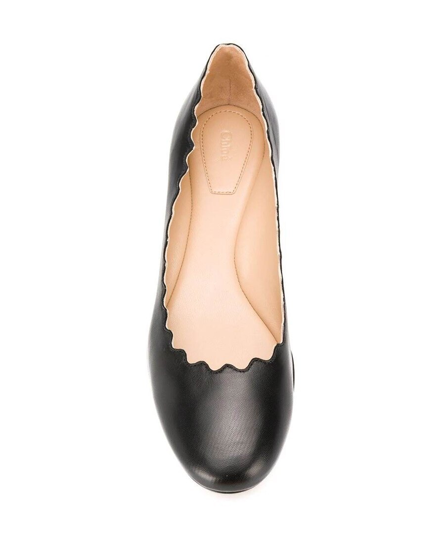 Chloé Black Lace Decorative Ballet Shoes In Black