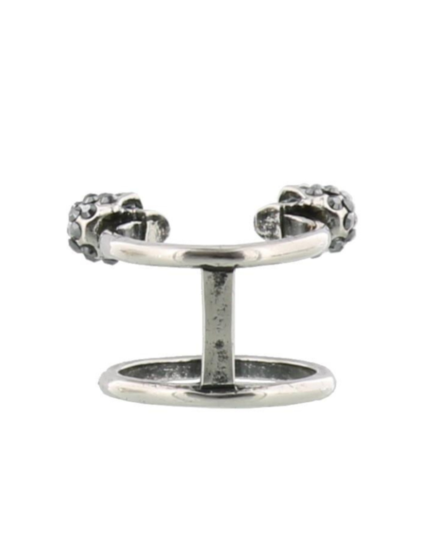 Alexander Mcqueen Skull Motif Twin Ring In Gray