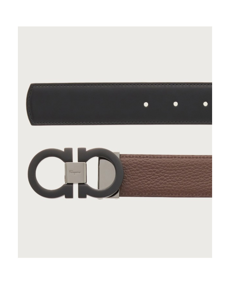 Ferragamo Double-sided Logo Buckle Belt In Brown