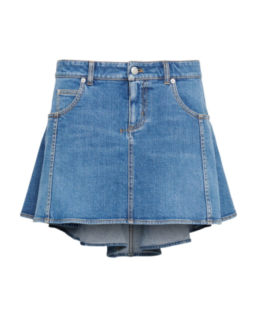 Alexander Mcqueen Kickback Denim Skirt In Blue