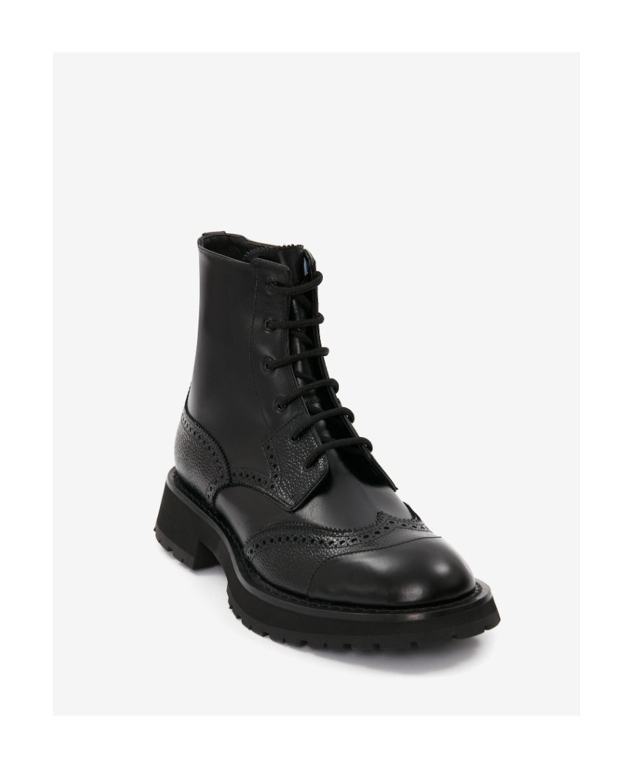 Alexander Mcqueen Punk Worker Ankle Boots For Men In Black