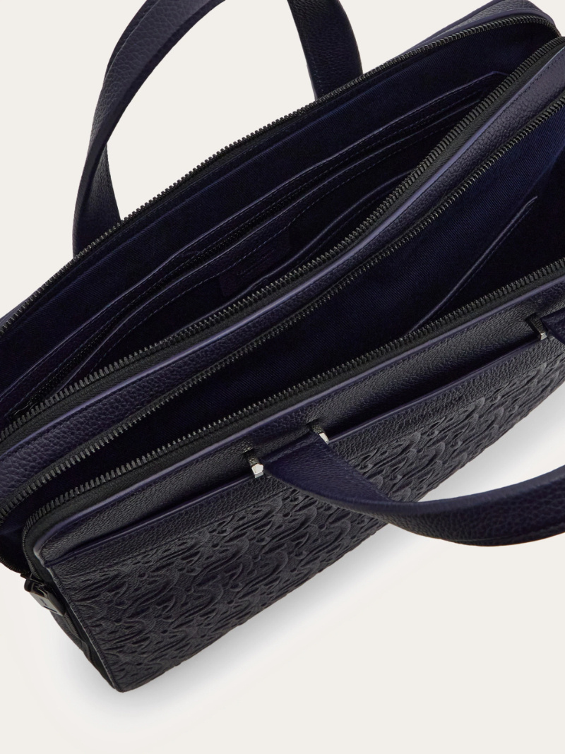 Ferragamo Embossed Gancini Briefcase (s) In Blue