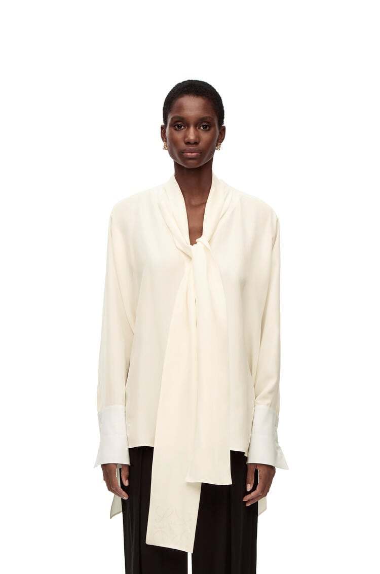 Loewe Anagram Lavaliere Blouse In Silk In Neutral