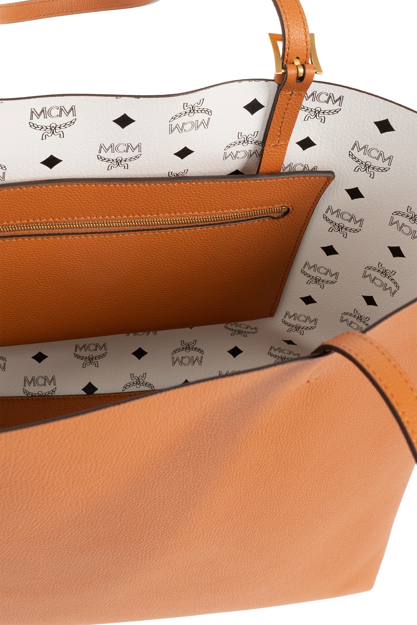 Mcm Logo Shoulder Bag In Orange