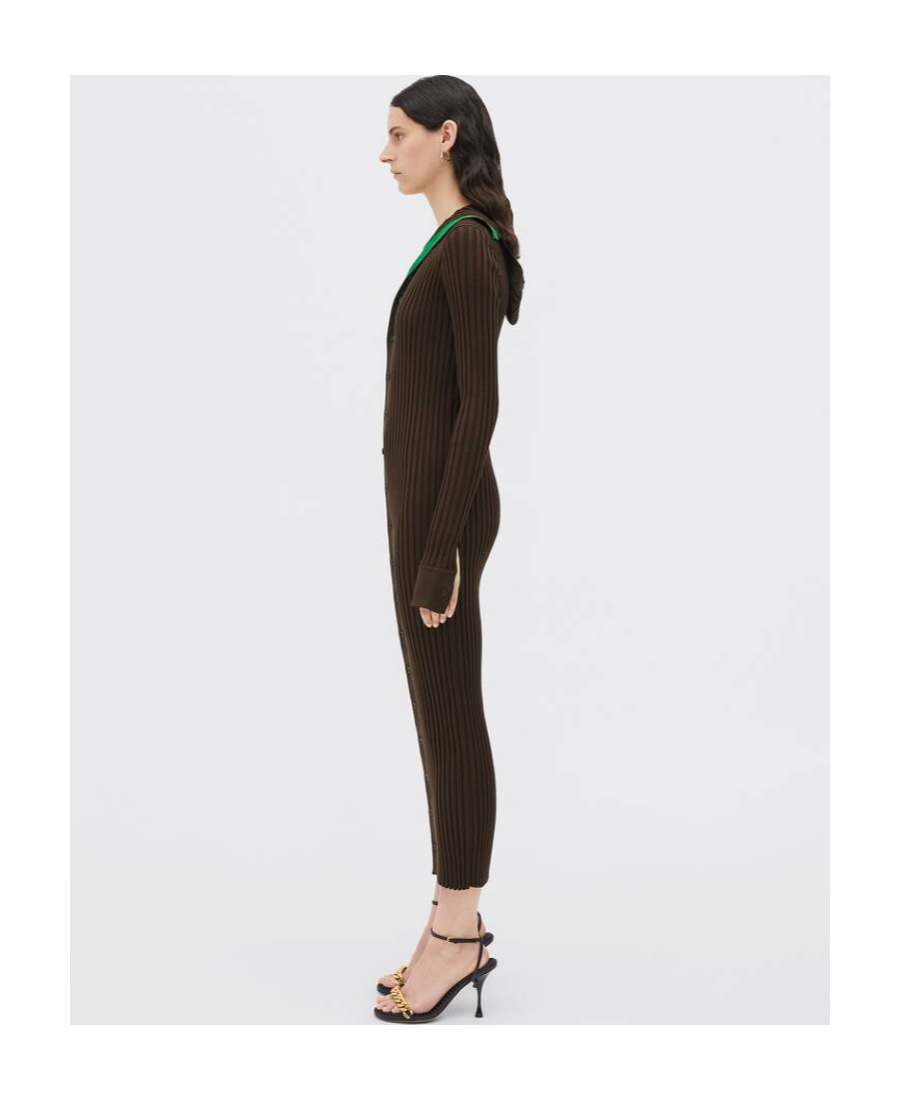 Bottega Veneta Logo Silk Hooded Dress In Black