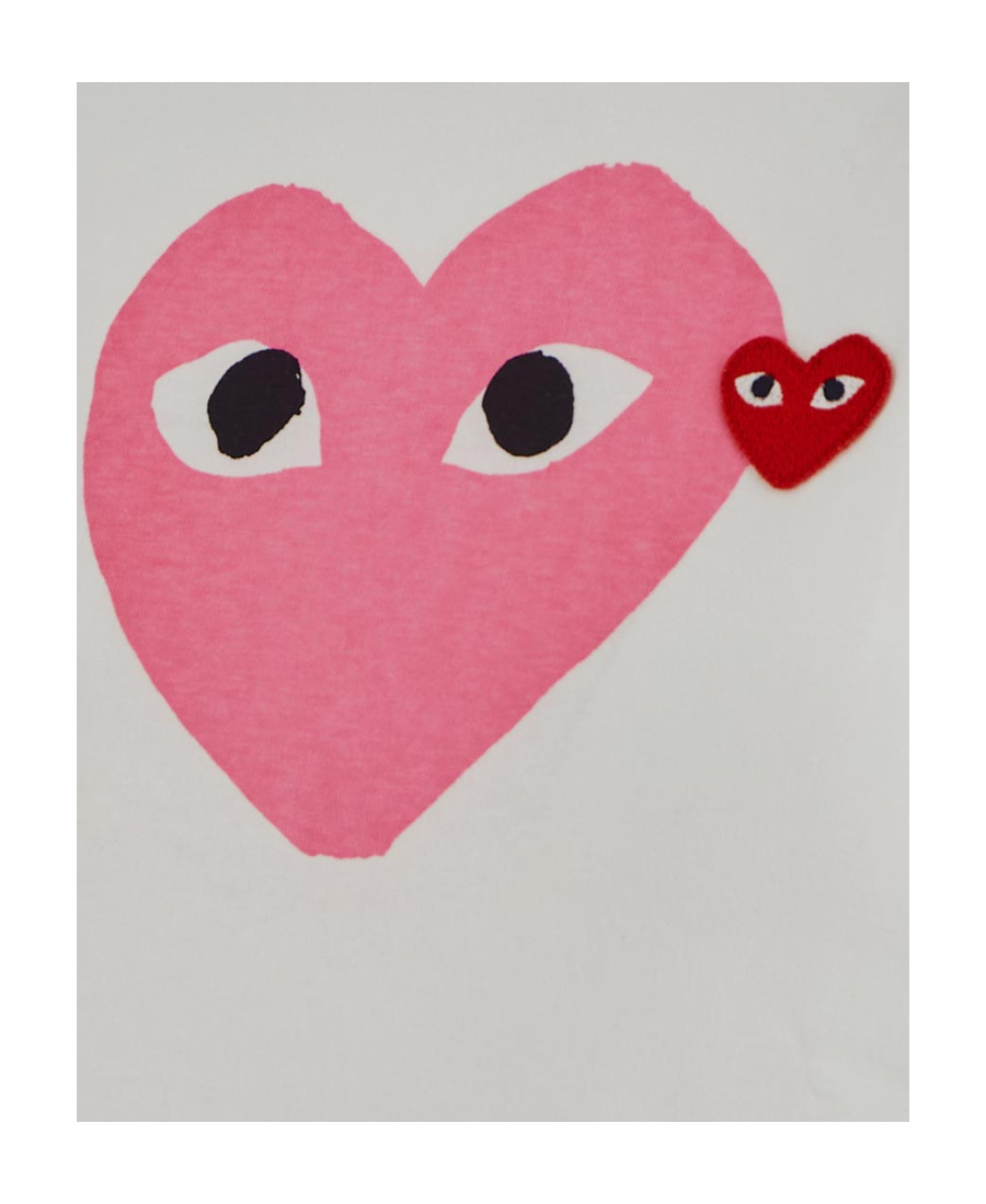 Comme Des Garçons Play Heart-shaped Decal Short-sleeve T-shirt In White