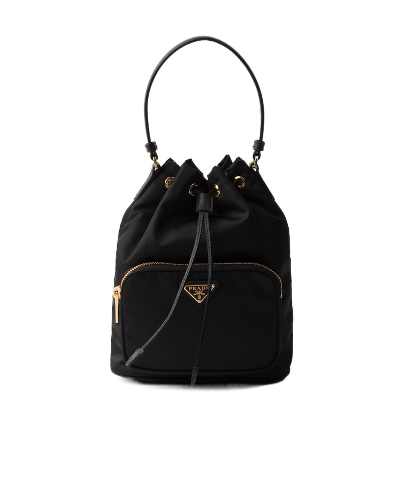 Prada Black Duet Re-nylon Brand-plaque Recycled-polyamide Bucket Bag