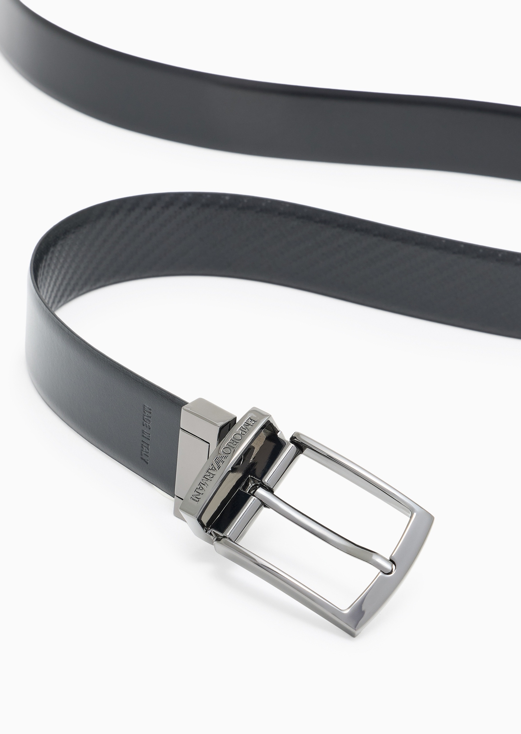 Emporio Armani Double-sided Embossed Belt In Black