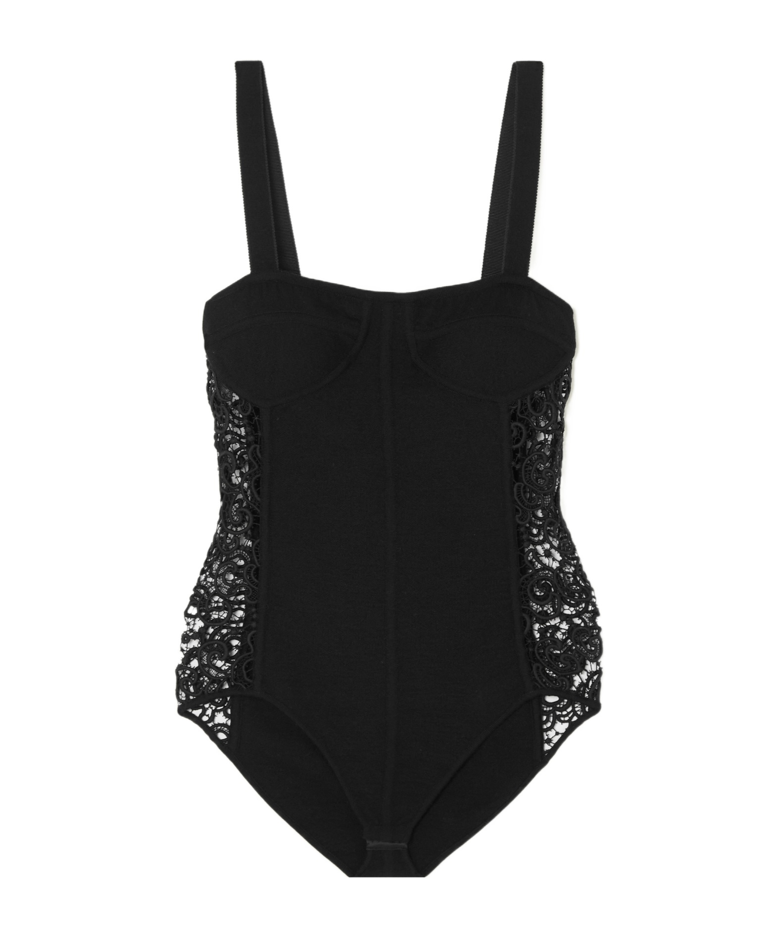 Gabriela Hearst Glass Embossed Lace Trim Bodysuit In Black