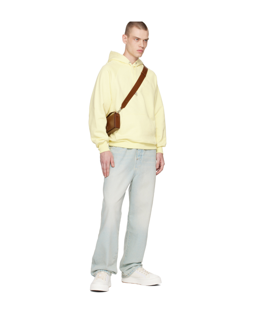 Ami Alexandre Mattiussi Ami De C Ur Hooded Sweater In Yellow