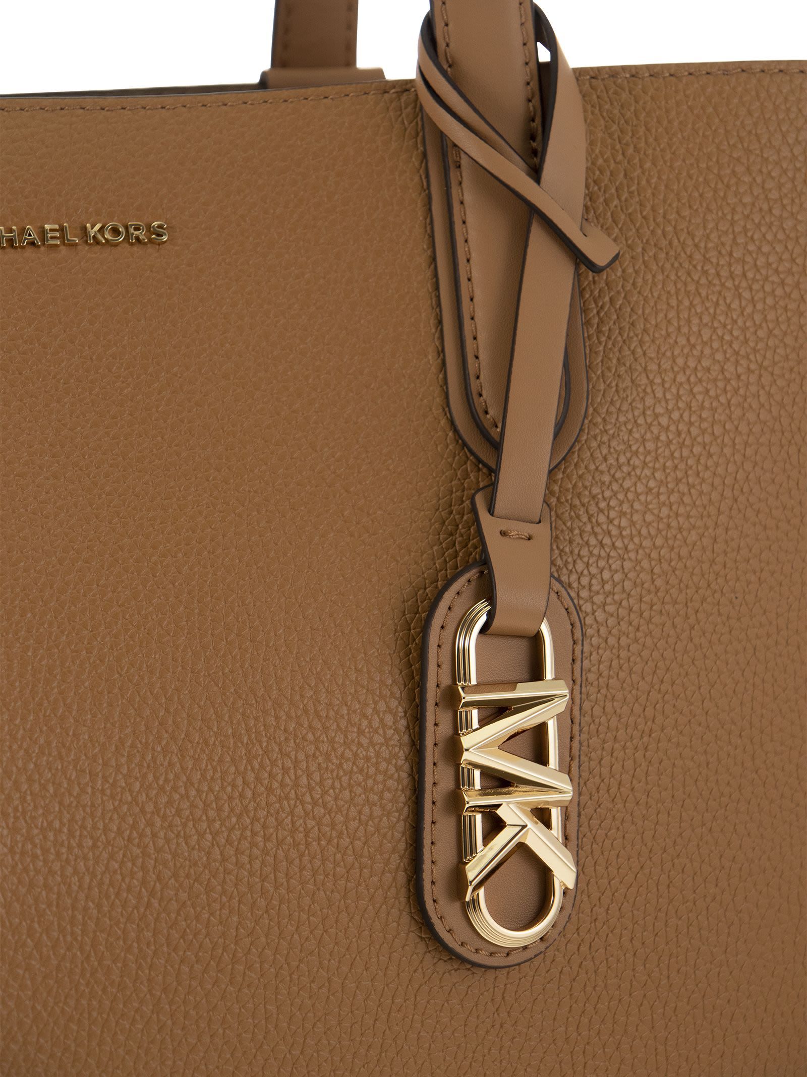 Michael Kors Large Eliza Logo-lettering Leather Tote Bag In Brown