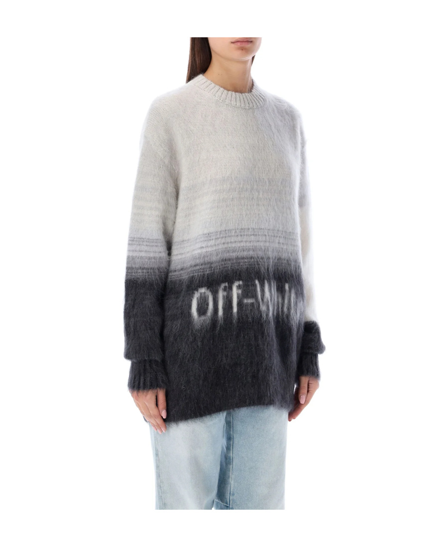 Off-white Mohair Helvetica Logo Wool Blend Sweater In Multi