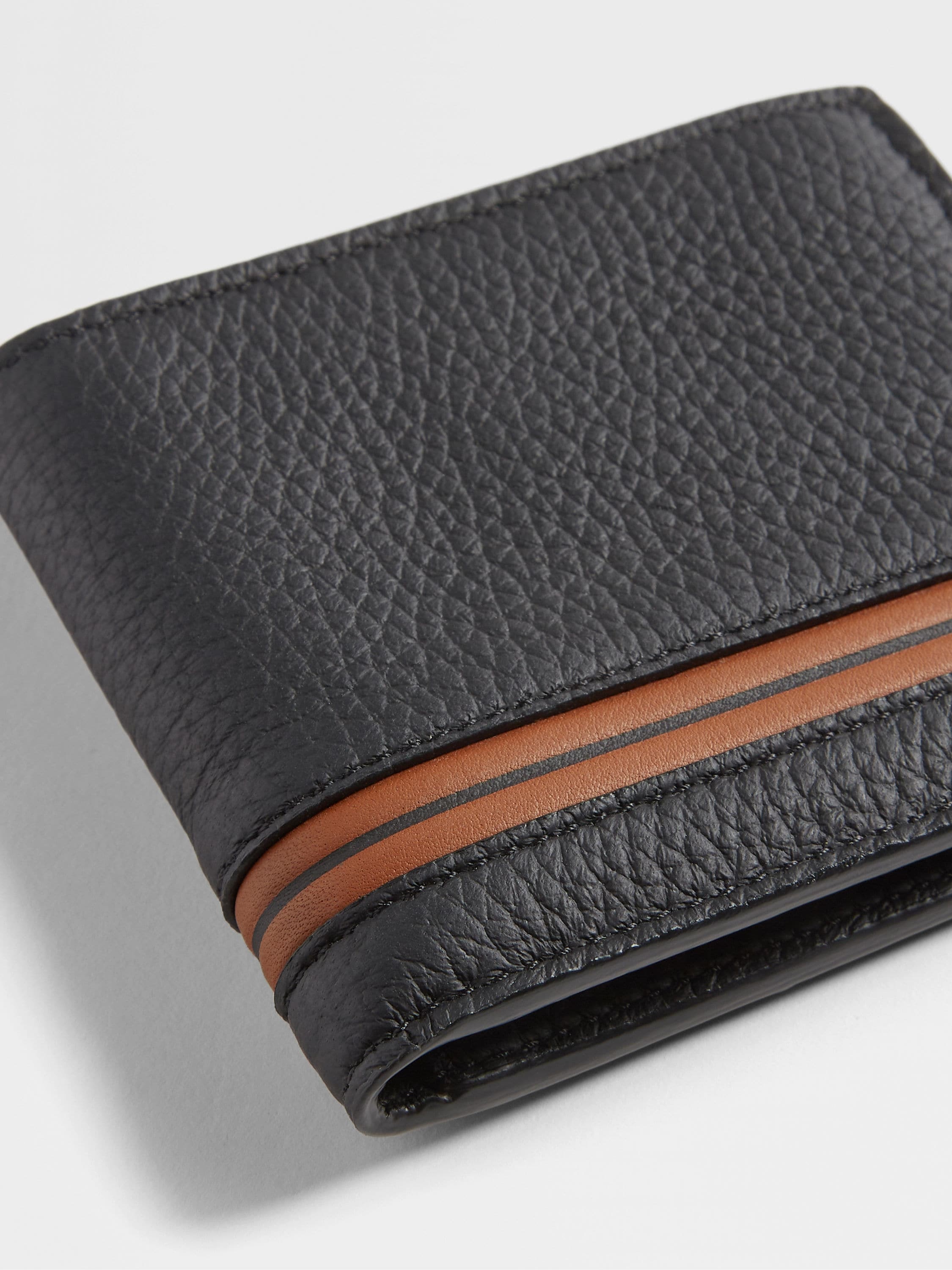 Zegna Bi-fold Leather Wallet In Black