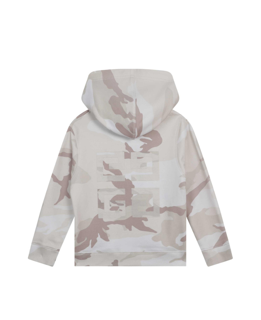 Givenchy Kids Camouflage Printed Zipped Long-sleeved Hoodie In Gray