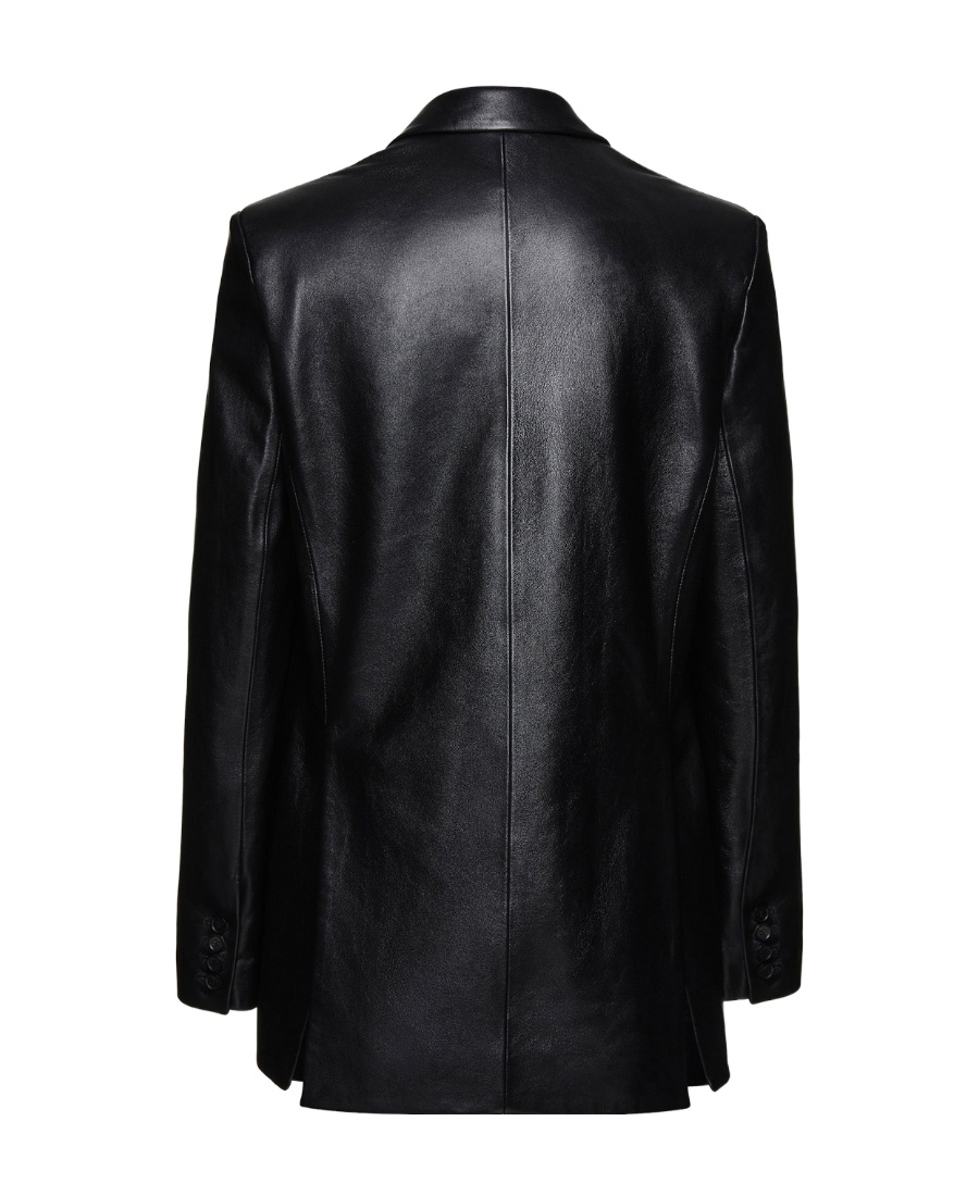 Magda Butrym Leather Blazer Jacket In Black