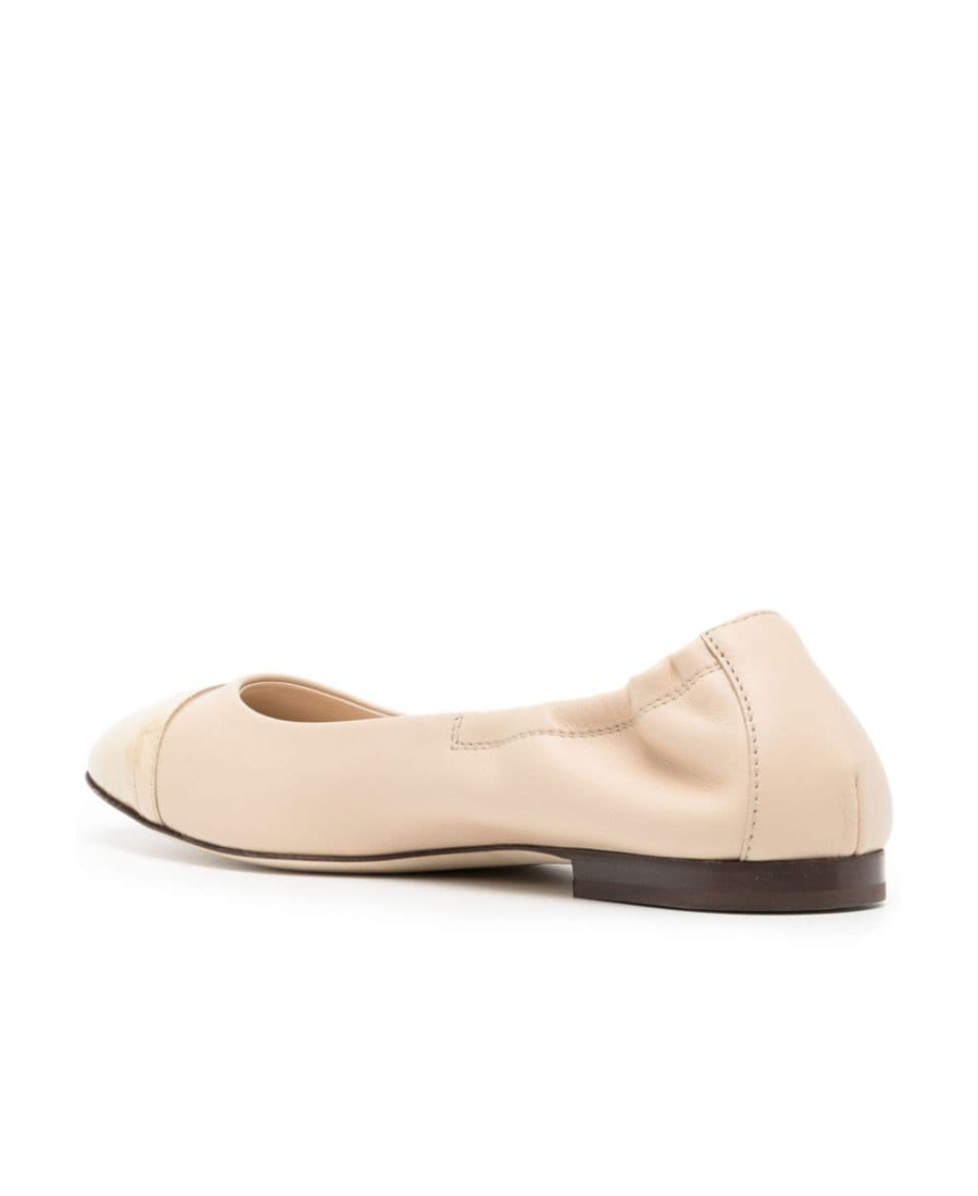 Shop Tod's Logo-plaque Leather Ballerina Shoes In Nude